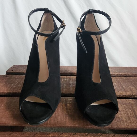 Victoria’s Secret Women’s Peep Toe Heels Black Suade Leather Size 10 B - Picture 7 of 11
